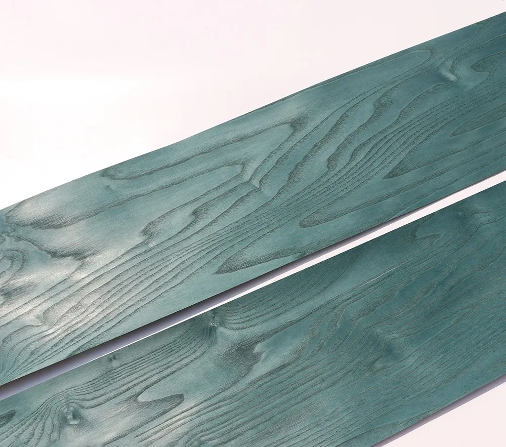 Natural Wood Veneer Dyed Ash Excellent Panel EP 19x250cm 0.3mm Thick C/C  Peacock Green