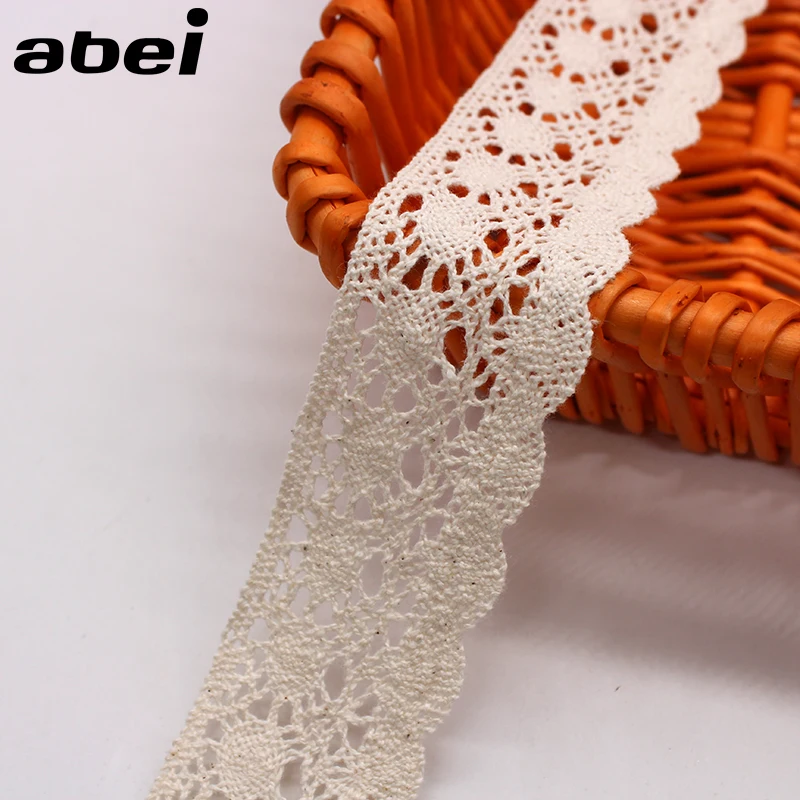 5yards/lot wide 4cm Beige Sewing Lace Trims Tabelcover Curtain Sweater Wrap Embellishment DIY Handmade Cotton Fabric Material