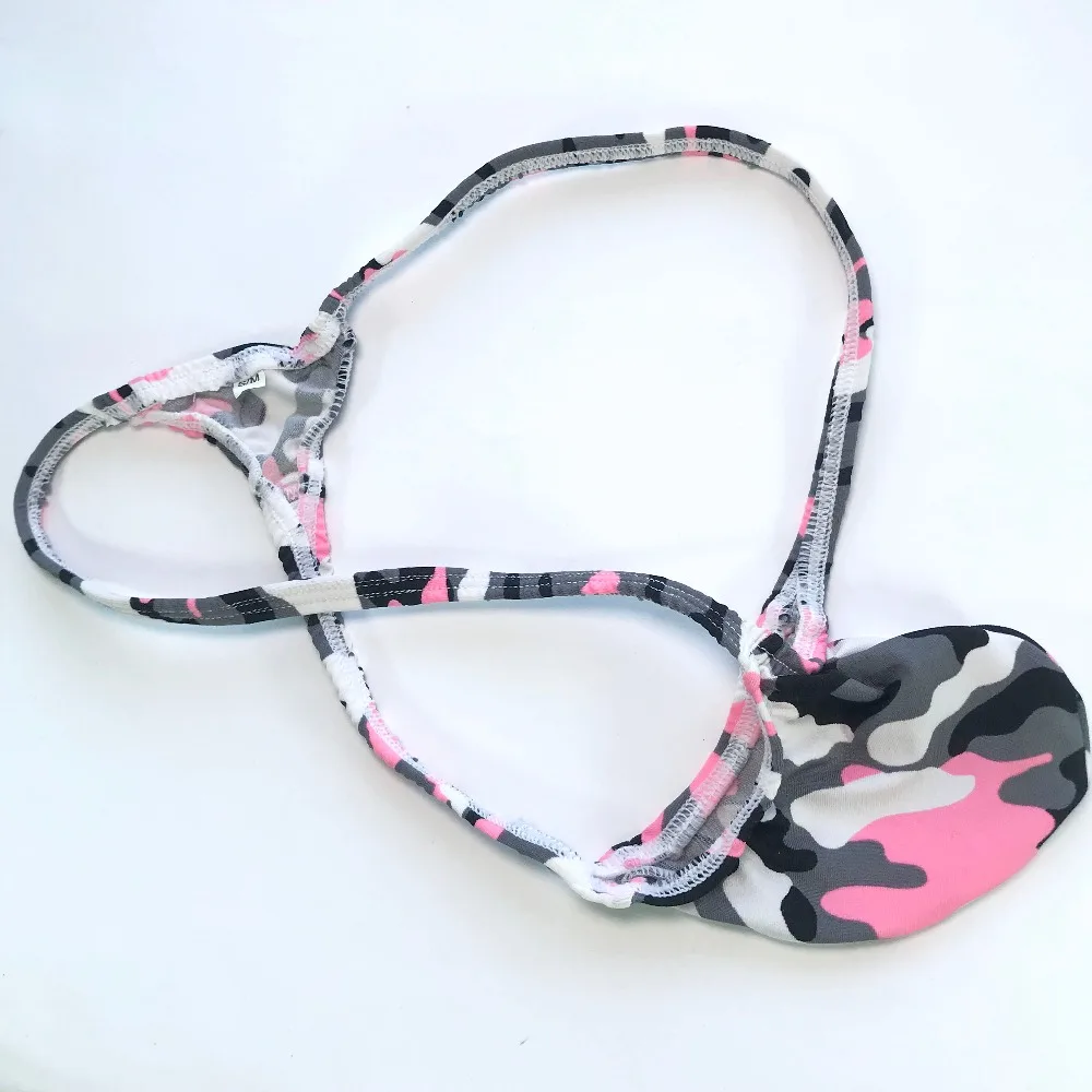 

Mens Sexy Thong Bulge Pouch T-back Grape Smugglers stretchy Jersey G4034 men underwear Pink Camo