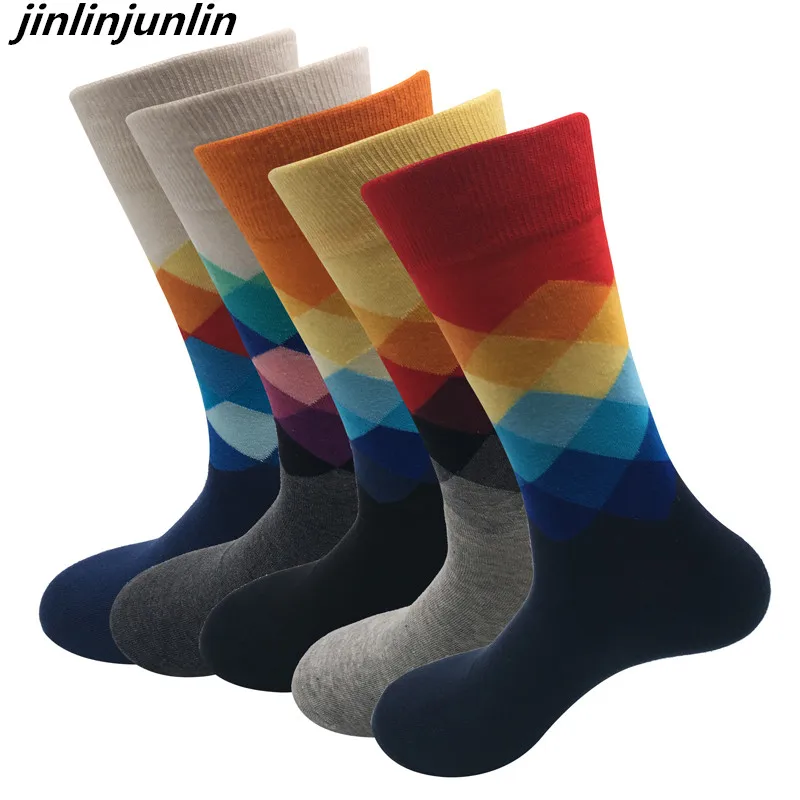 Cross-border specifically for men's tube stockings colored diamond socks men's cotton socks long socks wholesale