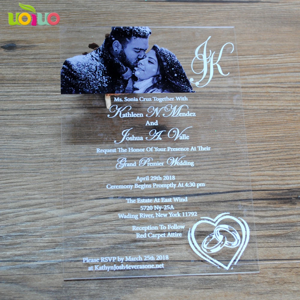 Free Shipping Custom Colorful Printing Acrylic Wedding Invitation Card 10pcs(Different Price for Different Item)