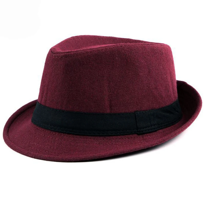 HT1519 Spring Autumn Men Women Fedoras Solid Wool Felt Bowler Derby Hat with Black Band British Style Jazz Trilby Hat Fedora Hat