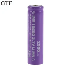 GTF 1 pc 18650 baterii akumulator 18650 35A 3.7 v LI-MN 2500 mAh przycisk góra bateria do latarki latarka