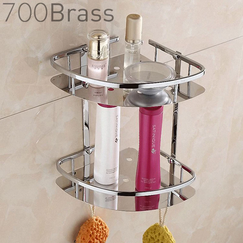 Stainless Steel Basket Shelf, Bathroom Corner Shelf 2 tier, Kitchen Corner Organizer Shelf