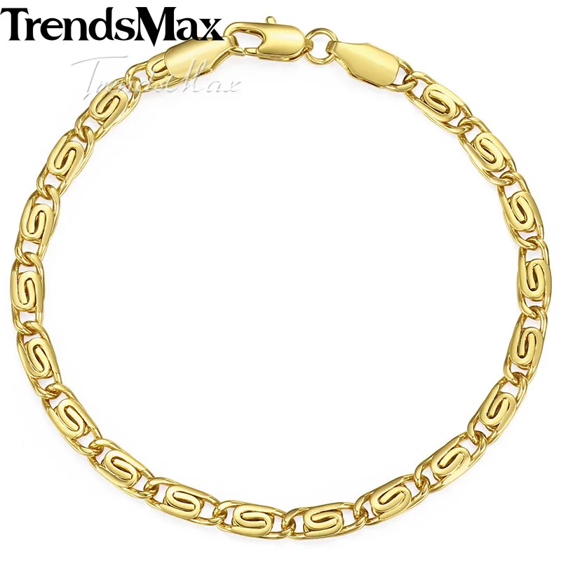 Trendsmax 585 Rose Gold Color Bracelet Snail Chain for Womens Mens Fashion Jewelry Gift 5mm 18cm-25cm GB179A