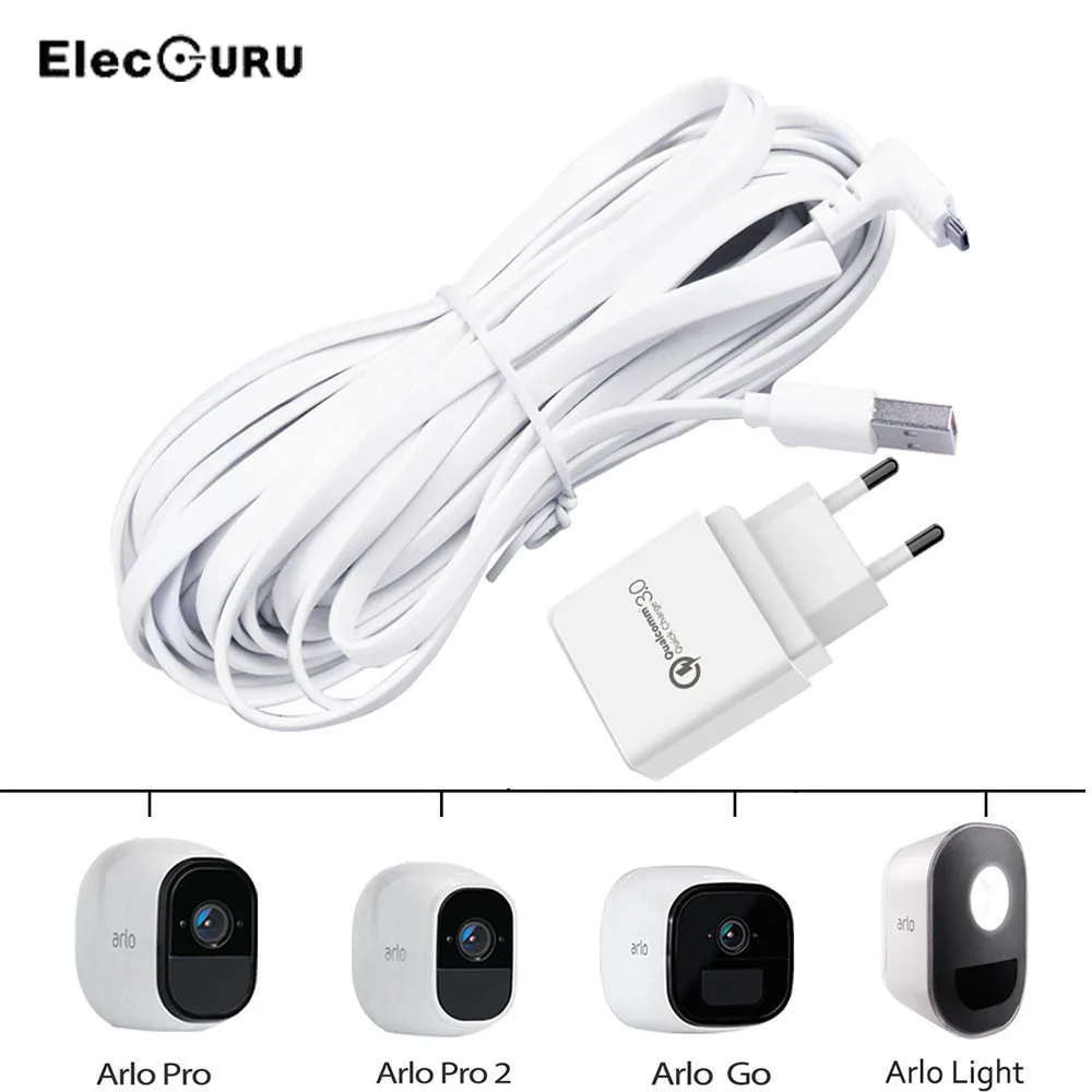 Chống Thấm Nước 6.6ft/2M Cáp Sạc Kèm Adapter Cho Arlo Pro 2/Pro/Đi/Ánh Sáng Ảnh Nhanh sạc Arlo Sạc Máy Ảnh, trắng