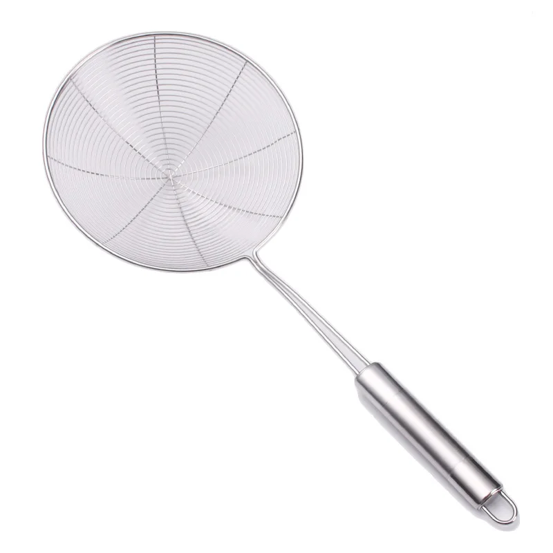 High quality kitchen cooking tool colander small skimmer mesh deep fryer oil stainless steel frying scoop noodles dumpling sieve