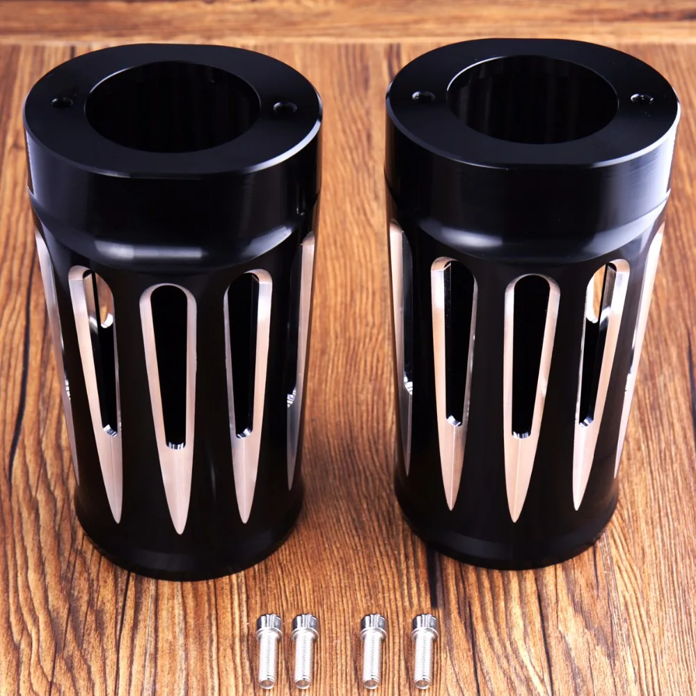 SHALLOW CUT BILLET FORK SLIDER COVER COW BELLS FOR HARLEY TOURING ELECTRA STREET GLIDE ROAD KING 1984-2013 MODELS