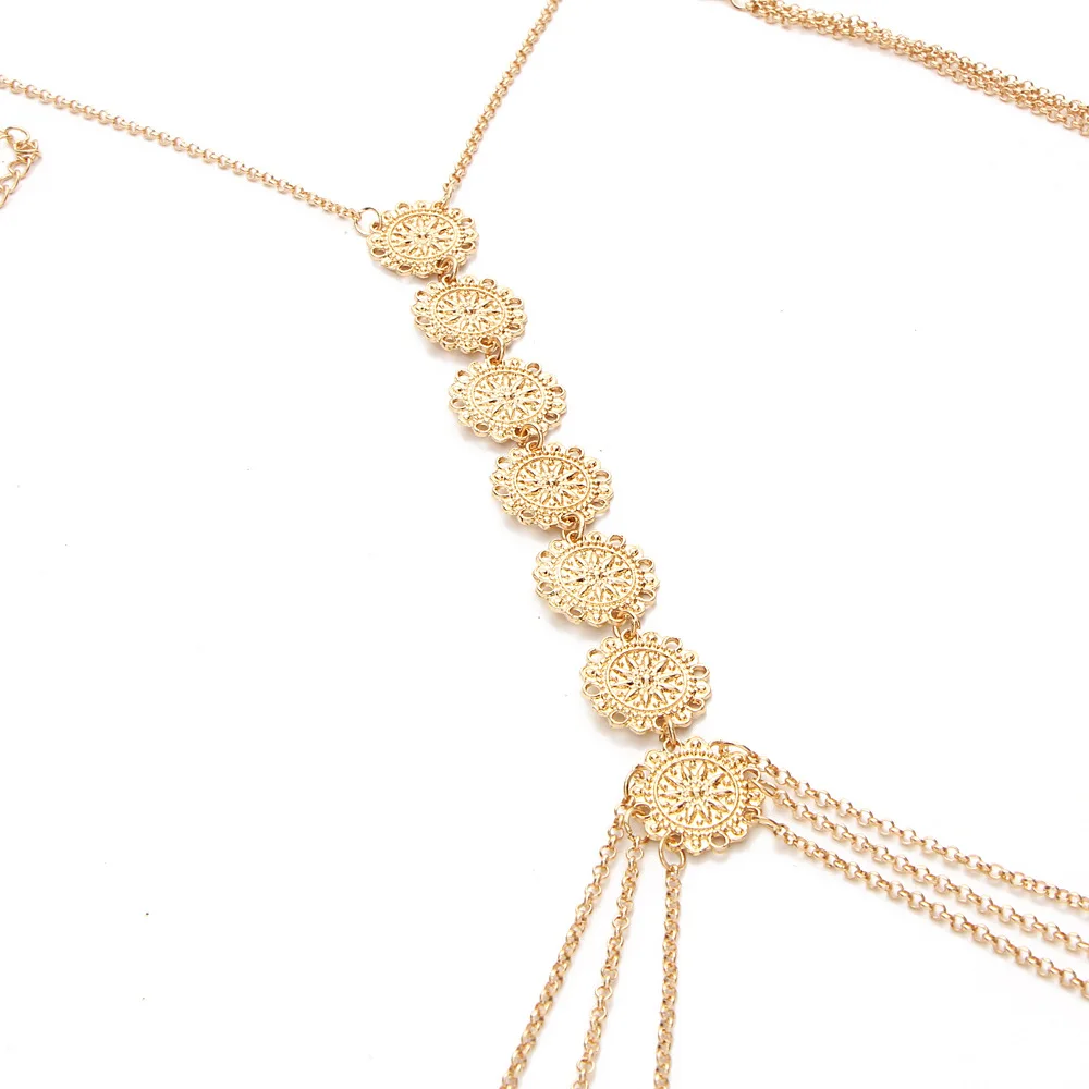 Bls-miracle Bohemia Fashion Jewelry Gold Color Punk Flower Body Chain For Women Sexy Statement Body Chains Accessories BN-11