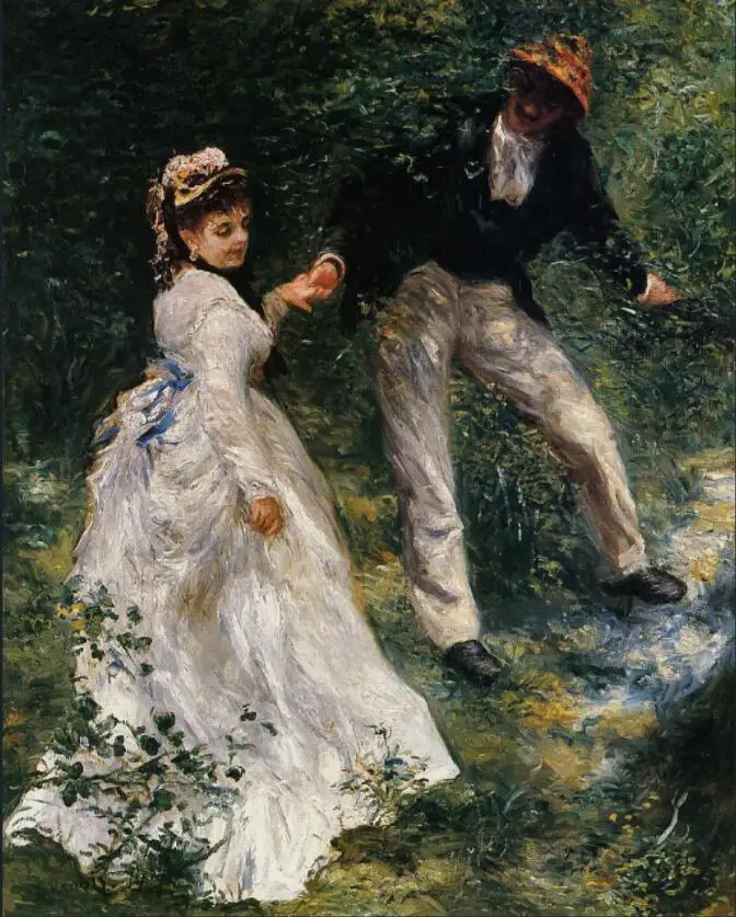 High quality Oil painting Canvas Reproductions The Promenade (1876) By Pierre Auguste Renoir hand painted