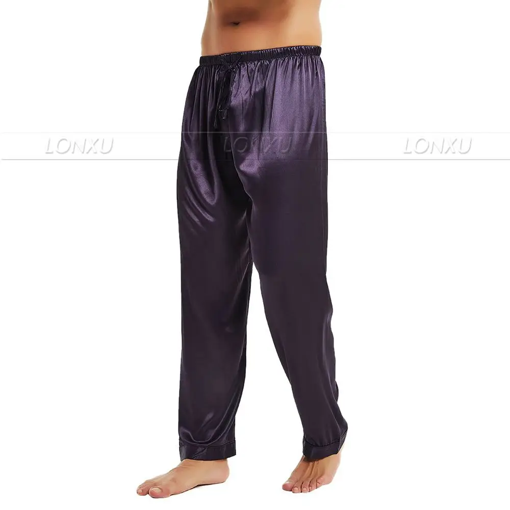 Pijama de satén de seda para hombre, pantalones de dormir, pantalones de salón, p & p S ~ 4XL Plus gratis