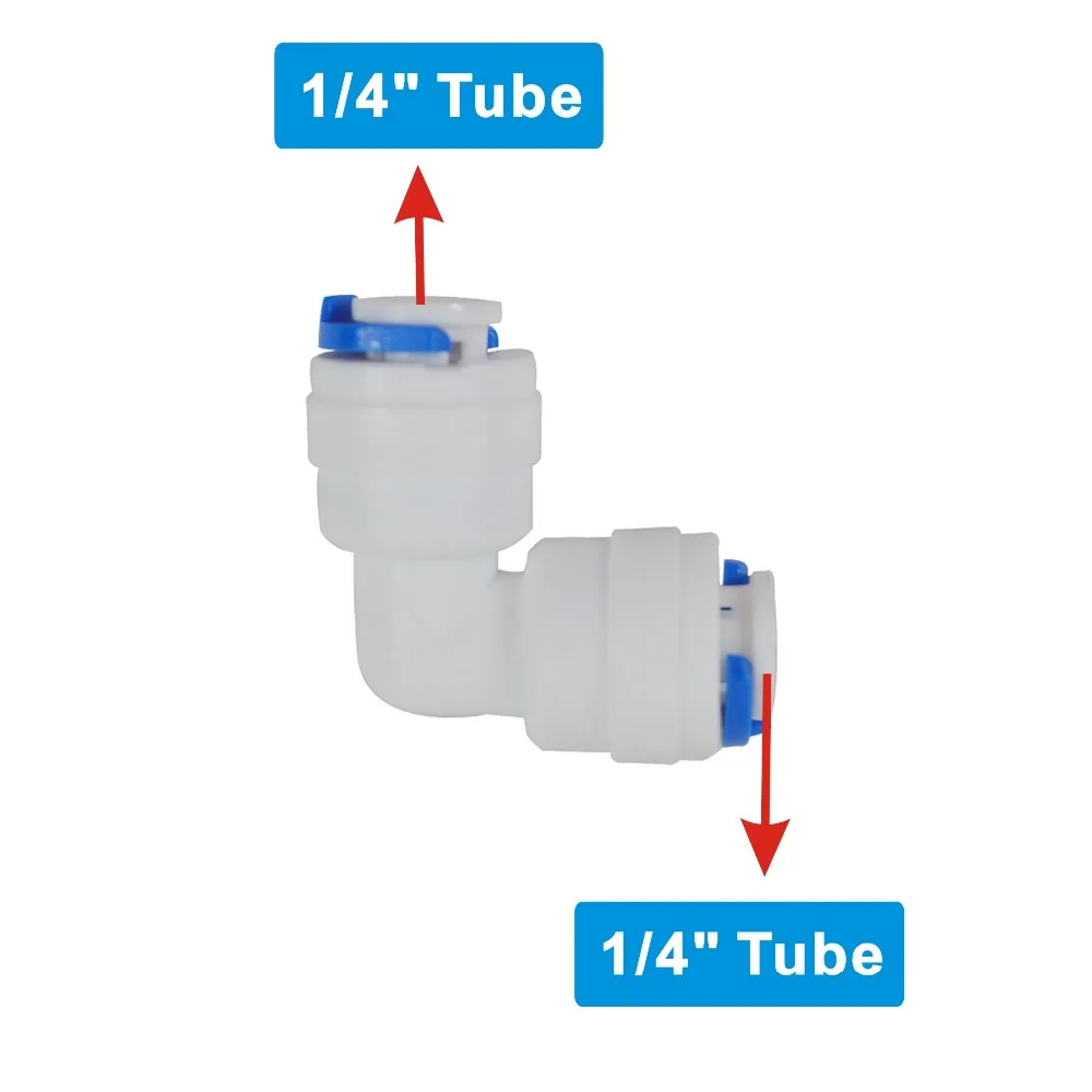 2 paquetes de conectores rápidos de 1/4 ", Conexión de codo de unión para filtros de agua y sistemas de ósmosis inversa RO