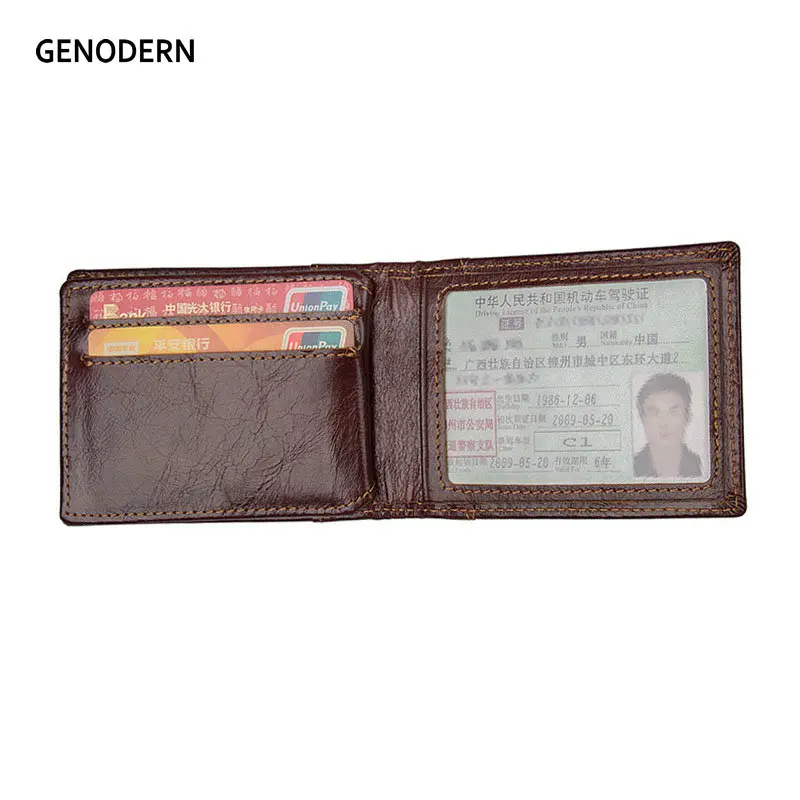 

GENODERN Cowhide Driver License ID Holder Fashion Driver License Document Card Holder Slim Credit Card Wallet