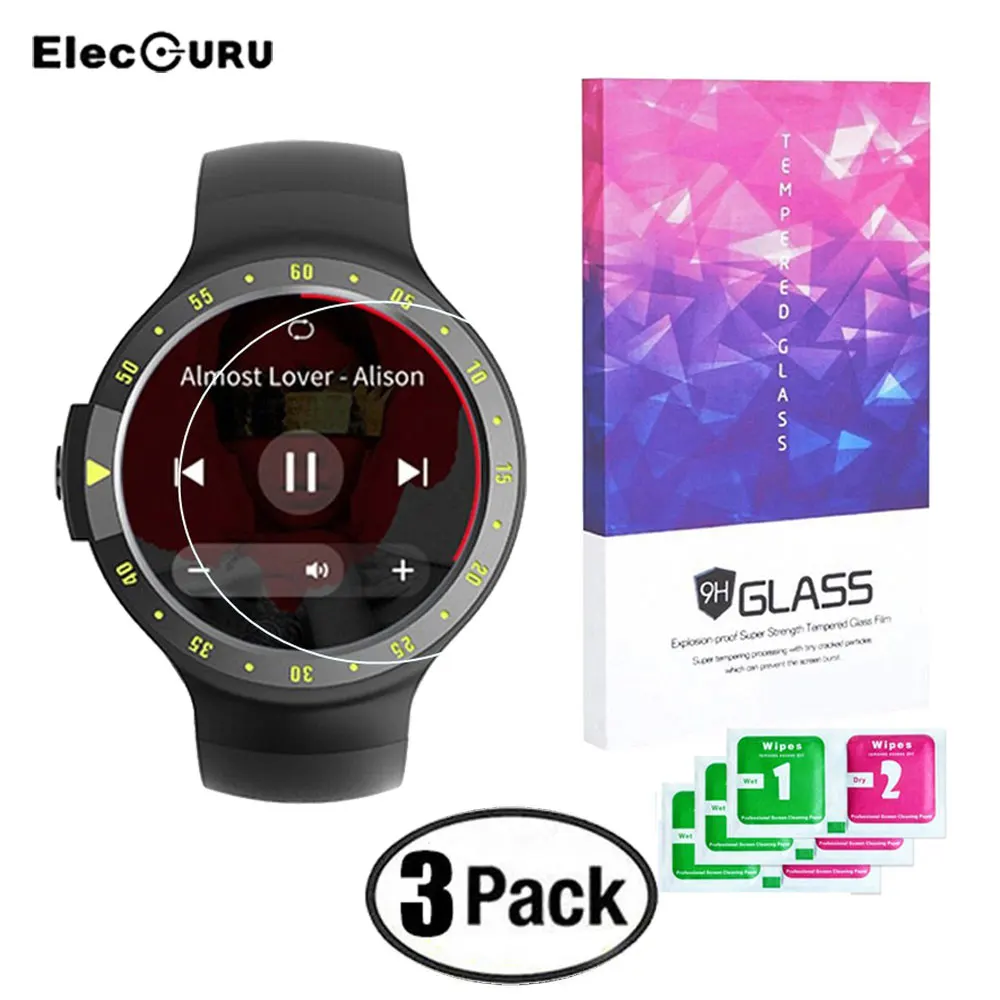 9H Tempered Glass Film For Ticwatch S Watch Screen Protector Ultra HD Anti Scratch Explosion-proof Screen Protective Film 3 Pack