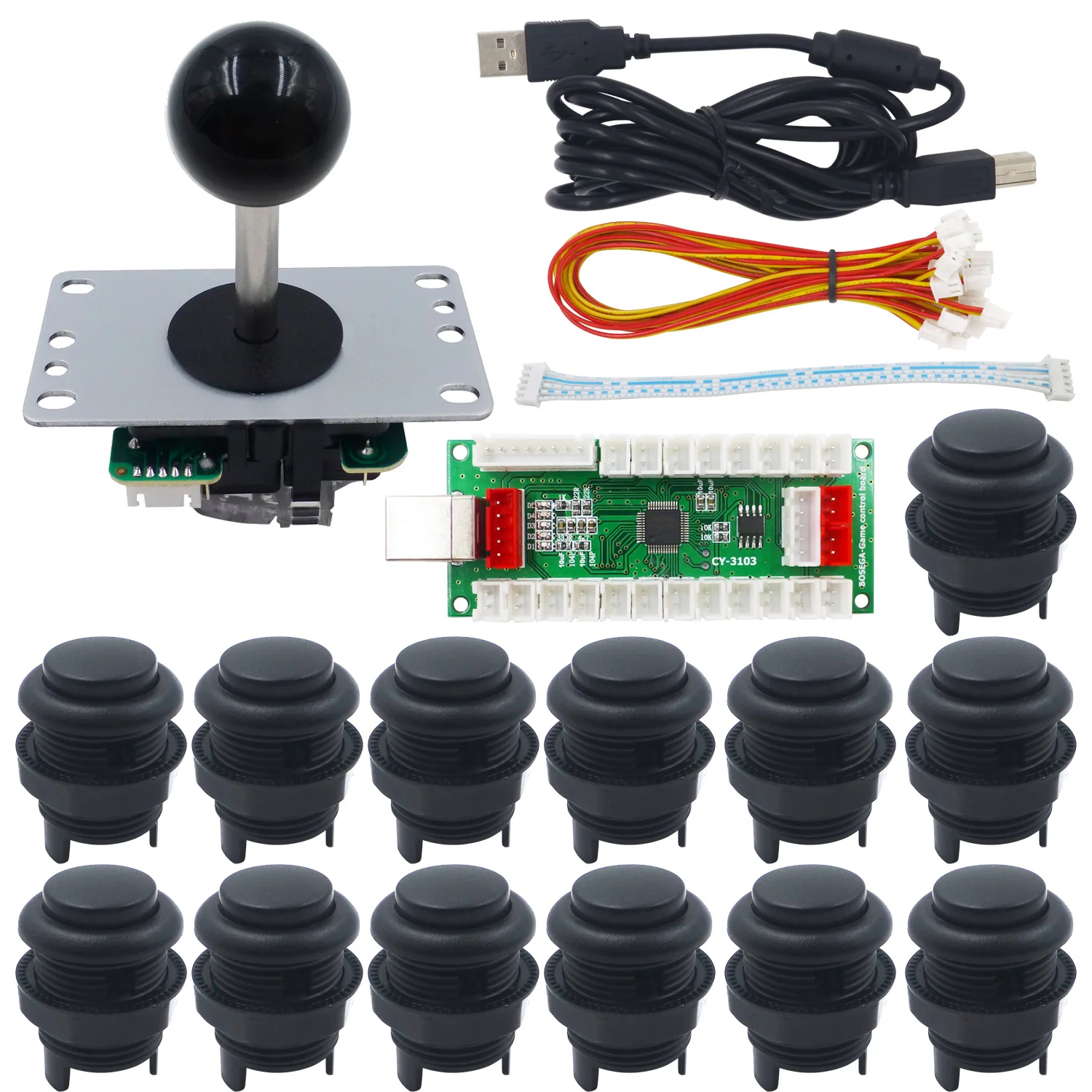 SJ@JX PC PS3 Android Arcade Matt Frosted Push button Arcade Controller Fighting Joystick  Arcade Game DIY Kit USB Encoder