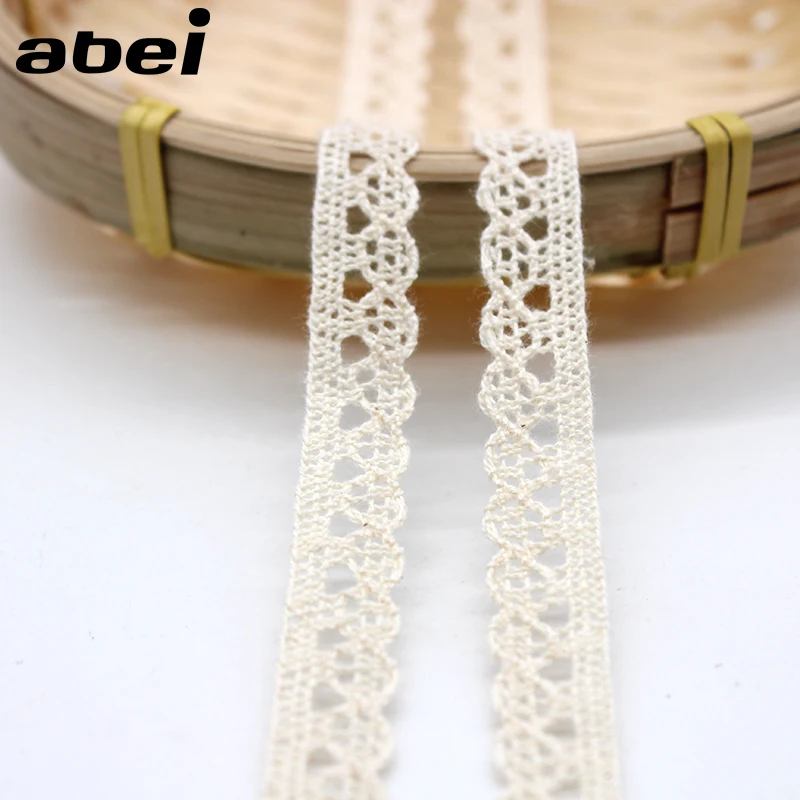 10yards/Lot 9mm Knitting Embroidered Beige Lace Cotton Ribbon Sewing Craft DIY Handmade Patchwork Child Colth Wedding Trim