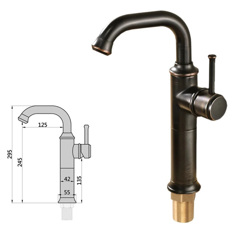 Imagem -06 - Luxusb Pia Torneira de Pia Arco Alto Latão Sólido Bronze Esfregado a Óleo Preto Estilo Hotel 2012k0