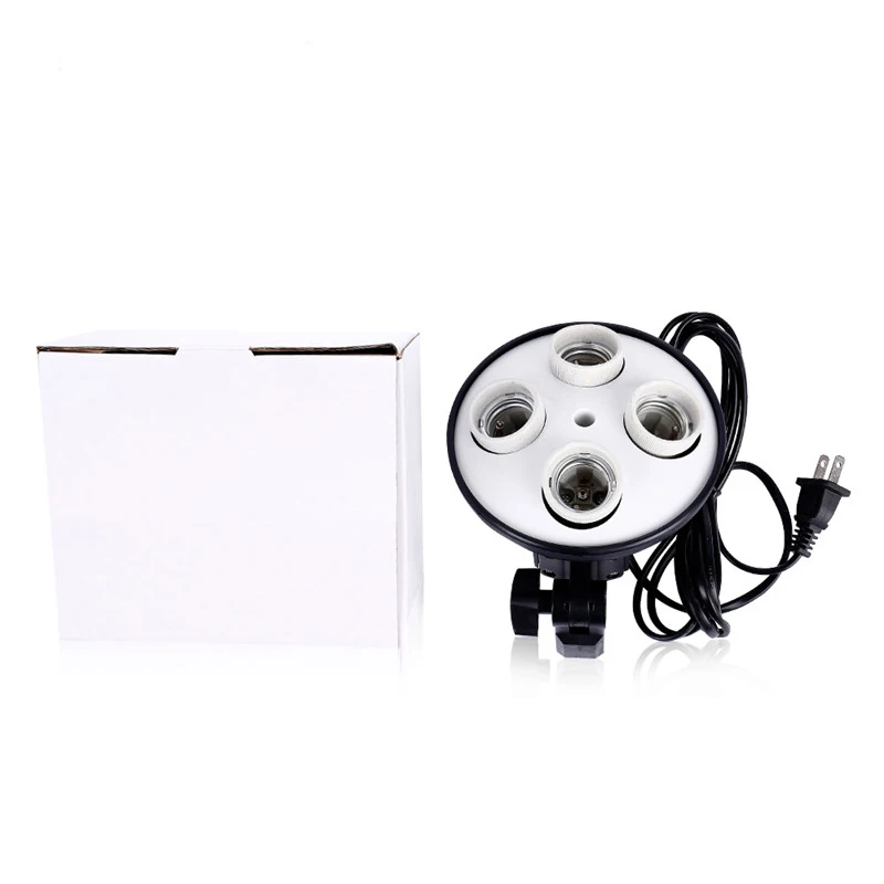 Konseen 4 in 1 E27 Base Socket Adapter Ceramics Photo Lighting Bulb Holder Photography Light Fitting Studio Accessories