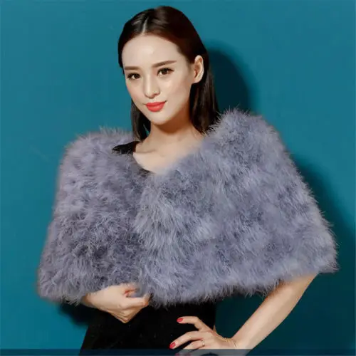 Fashion natural ostrich feather fur bridal wraps wedding accessory turkey fur women scarf shawl S62