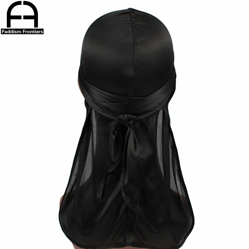 Neue Mode herren Satin Durags Biker Headwear Schädel Kappe Bandana Männer Seidige Durag Doo Lappen Turban Hut Stirnband Haar zubehör – Detail 8