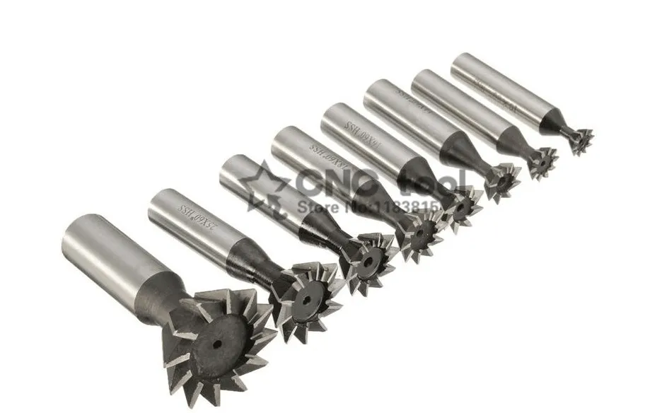 1PCS 45 Degree HSS Dovetail Cutter End Mill Milling 10mm 12mm 14mm 16mm 18mm 20mm 25mm 30mm 32mm 35mm 40mm 45mm 50mm 60mm