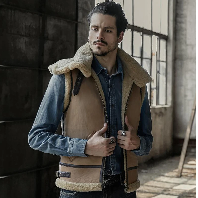 Blouson Original B3 en peau de mouton véritable pour homme, manteau de fourrure, à capuche