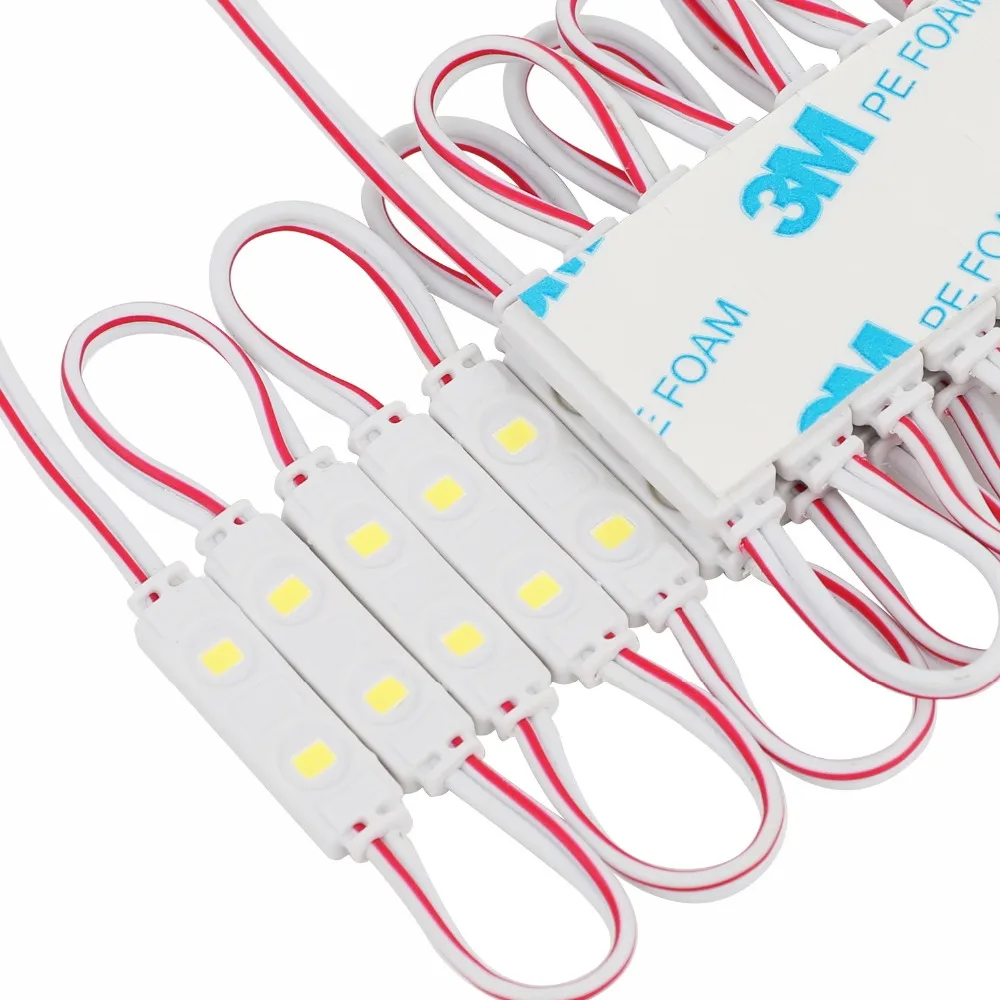 60pcs DC12V  UL Listed  0.72W  Waterproof IP65 2835 2 LED Module Injection  Strip Lamp 6500K White for Advertising Light