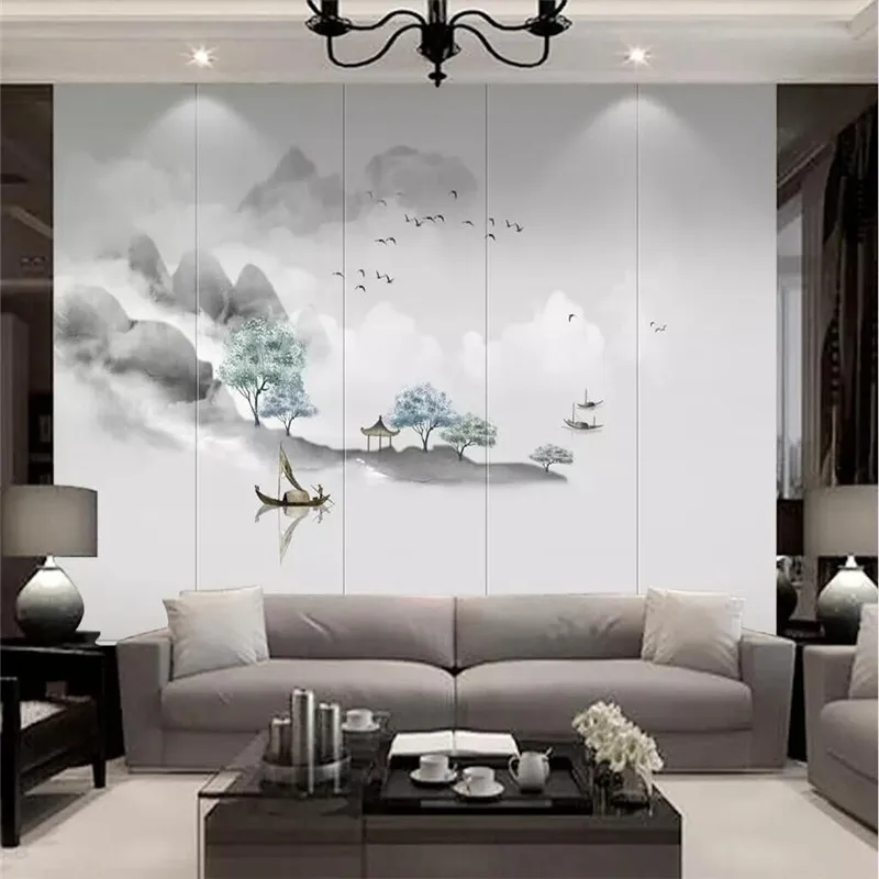 Artistic concept simple ink landscape living room background wall painting custom high-grade mural factory wholesale wallpaper m