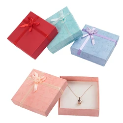 24pcs Jewelry Gift Box 9x9x2.5cm Red Jewellery Sets Box for Necklace Earrings Ring Case Packaging Display Wholesale