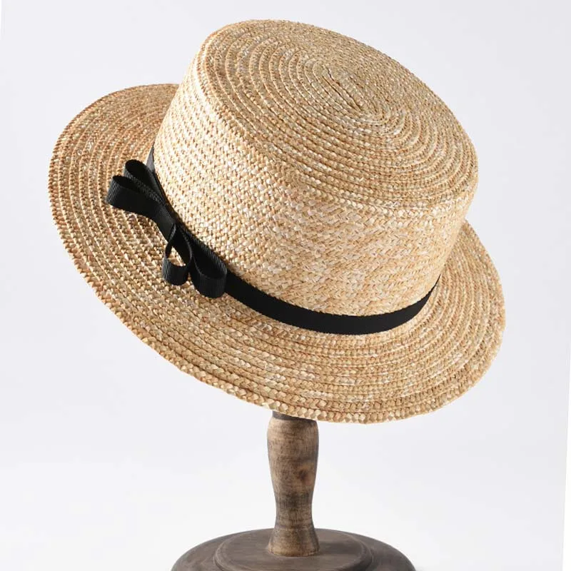 Wholesale Top Quality Classical Summer Beach Hat Wide Brim Straw Boater Canotier Sun Hats for Women 56-58cm