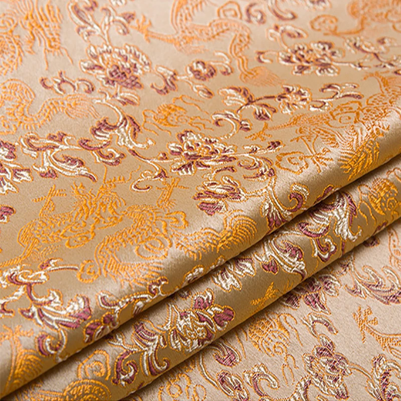 new arrival brocade yarn dyed golden paint dragon fabric for patchwork tissue telas dress bed sheet children cloth 100x150cm