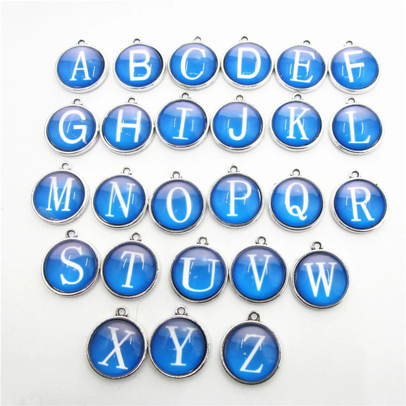 2018 New 26pcs/lot 26 Letters Alphabet Dangle Charms Lobster Clasp DIY Bracelet Necklace Pendants Jewelry Hanging Charms