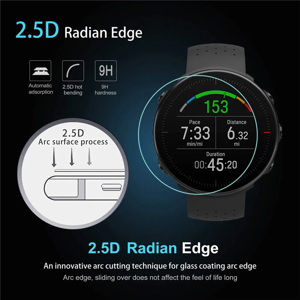 화면 보호기 POLAR Vantage M Smartwatch 9H 2.5D 투명 안티 스크래치 방폭 보호 유리 필름, 강화 유리