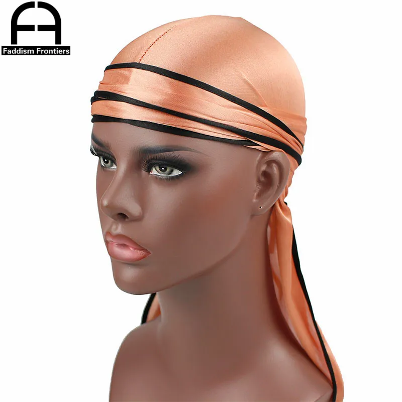 Neue Mode herren Satin Durags Biker Headwear Schädel Kappe Bandana Männer Seidige Durag Doo Lappen Turban Hut Stirnband Haar zubehör – Detail 11