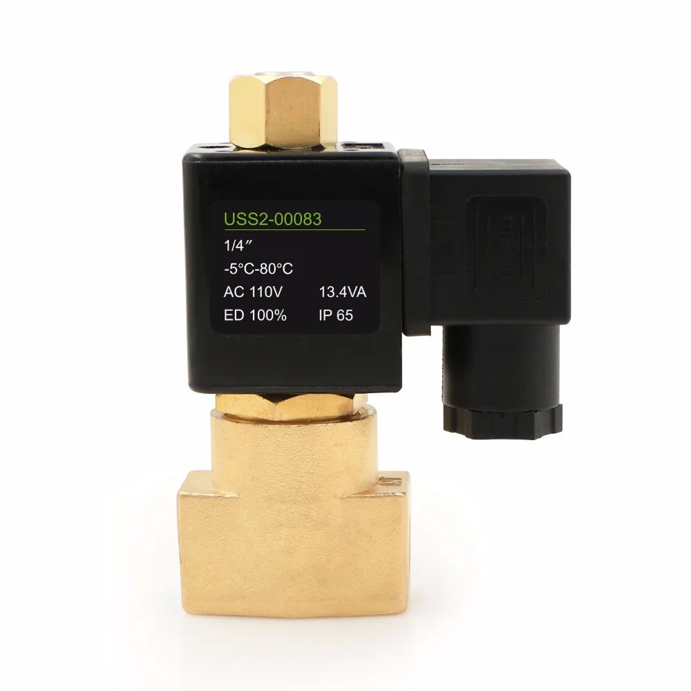 Válvula solenoide elétrica de 1/4 polegadas, sólido, 110v ac, abre normalmente para óleo, certificado ce
