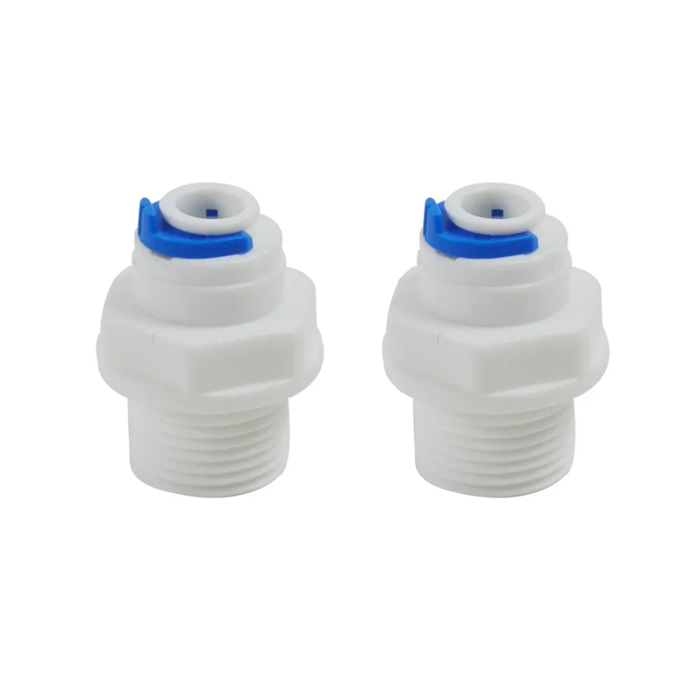 Mannelijke Connector 3/8 "Draad x 1/4" Quick Connect Fitting Onderdelen voor Water Filters en RO Systemen-2 PACK