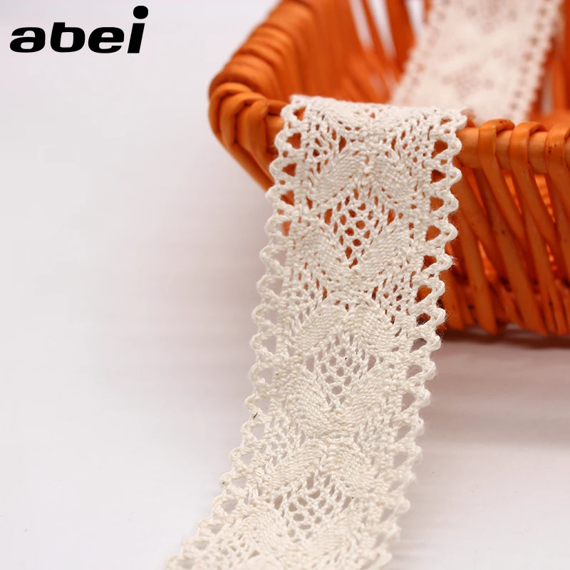 4cm 5yards/lot Cotton Lace Trims Sewing Beige Ribbon for Home Curtain DIY Handmade Patchwork Cotton Fabric Material Accessories