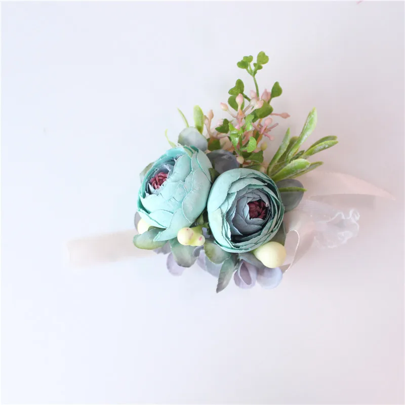 Lovegrace 15 Kleuren Kunstmatige Mini Rose Bruidsmeisje Pols Corsages Bruidegom Boutonnières Bloem Bruiloft Bruid Pins Armbanden Supply