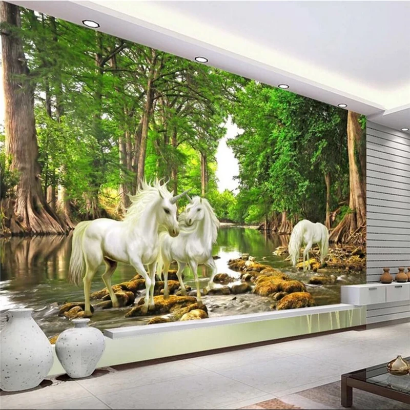 

wellyu Realistic landscape oil painting fairyland stereoscopic TV background wall custom large mural environmental wallpaper