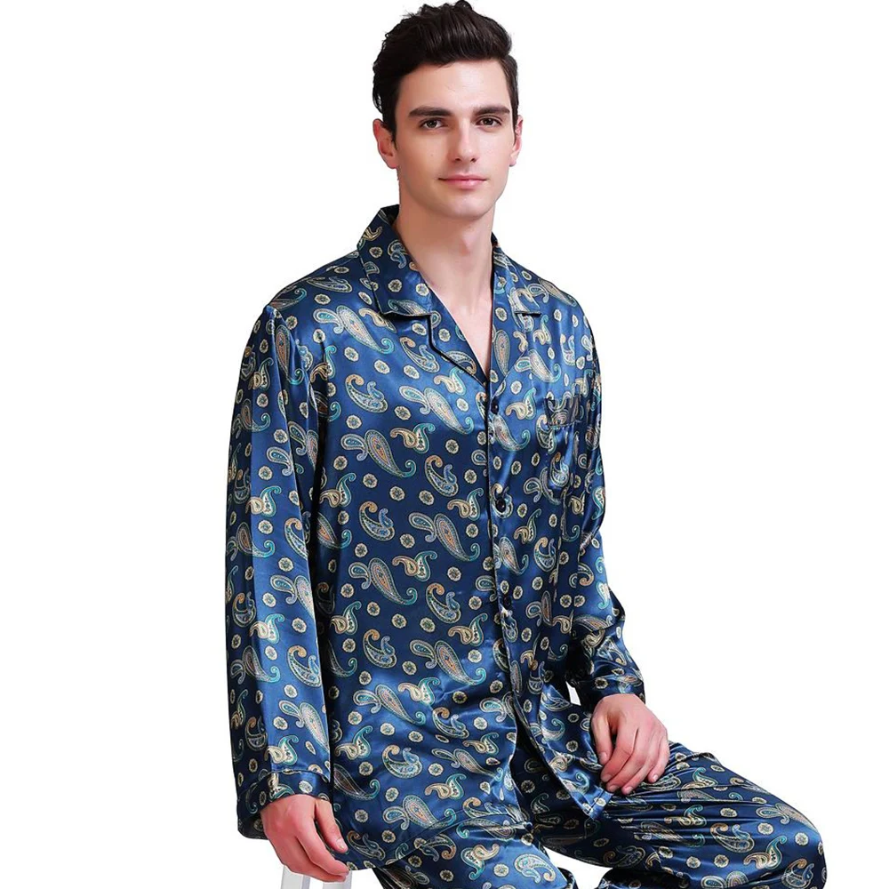 Mens Silk Satin Pajamas Set Pajama Pyjamas PJS Sleepwear Set Loungewear S,M,L,XL,XXL,3XL,4XL