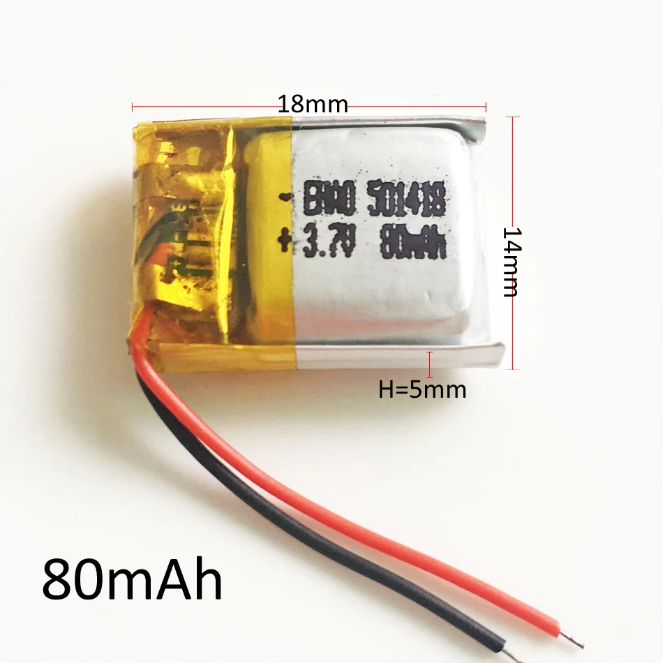 3.7V 80mAh 501418 litowo-polimerowa Lipo akumulator do MP3 MP4 GPS zestaw słuchawkowy Bluetooth wideo kamera z długopisem bransoletka Led Ligh