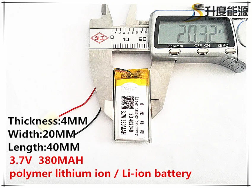 5pcs [SD] 3.7V,380mAH,[402040] Polymer lithium ion / Li-ion battery for TOY,POWER BANK,GPS,mp3,mp4,cell phone,speaker