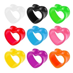 BOG-1Pair Acrylic Ear Plug Heart Tunnels Piercings Colorful Ear Flesh Plugs Earlet Gauges Body Piercing Jewelry 4mm-12mm