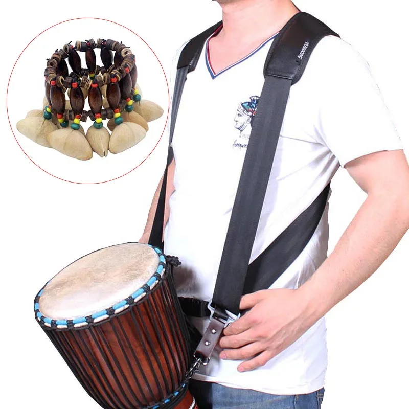 MoonEmbassy Djembe Strap Hand Drum Belt with Dance Wrist Bell African Percussion Accessories