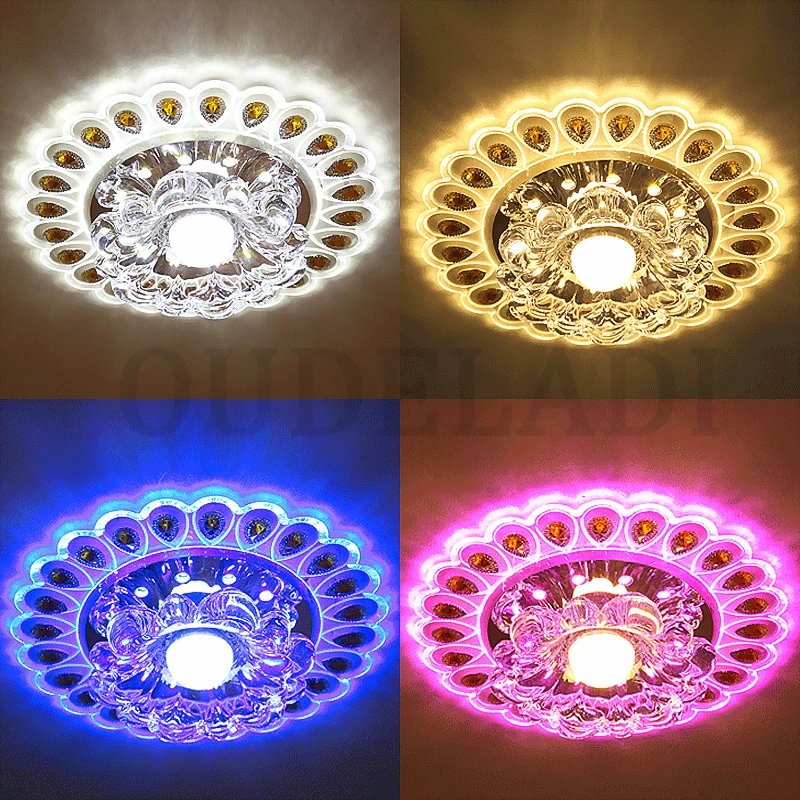 Modern Crystal Glass LED Ceiling Spot Light Corridor Hallway Aisle Porch Ceiling Mounted Recessed Home Decor Lighting Fixture