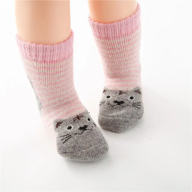 Winter Kids Socks Cotton Children Animal Socks Set Cat Cute Thick Wool Socks Lot Stripe Funny Short Baby Boys Girls Warm Soft