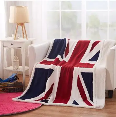 large UK/ US National flag flannel throw blanket British style super soft coral fleece blanket king size mantas adulto para