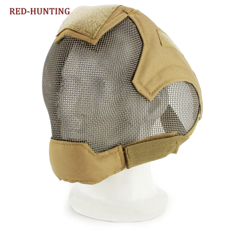 Hunting Tactical Full-covered Masks Military Airsoft Paintball Steel Mesh Mask Paintball Accessories