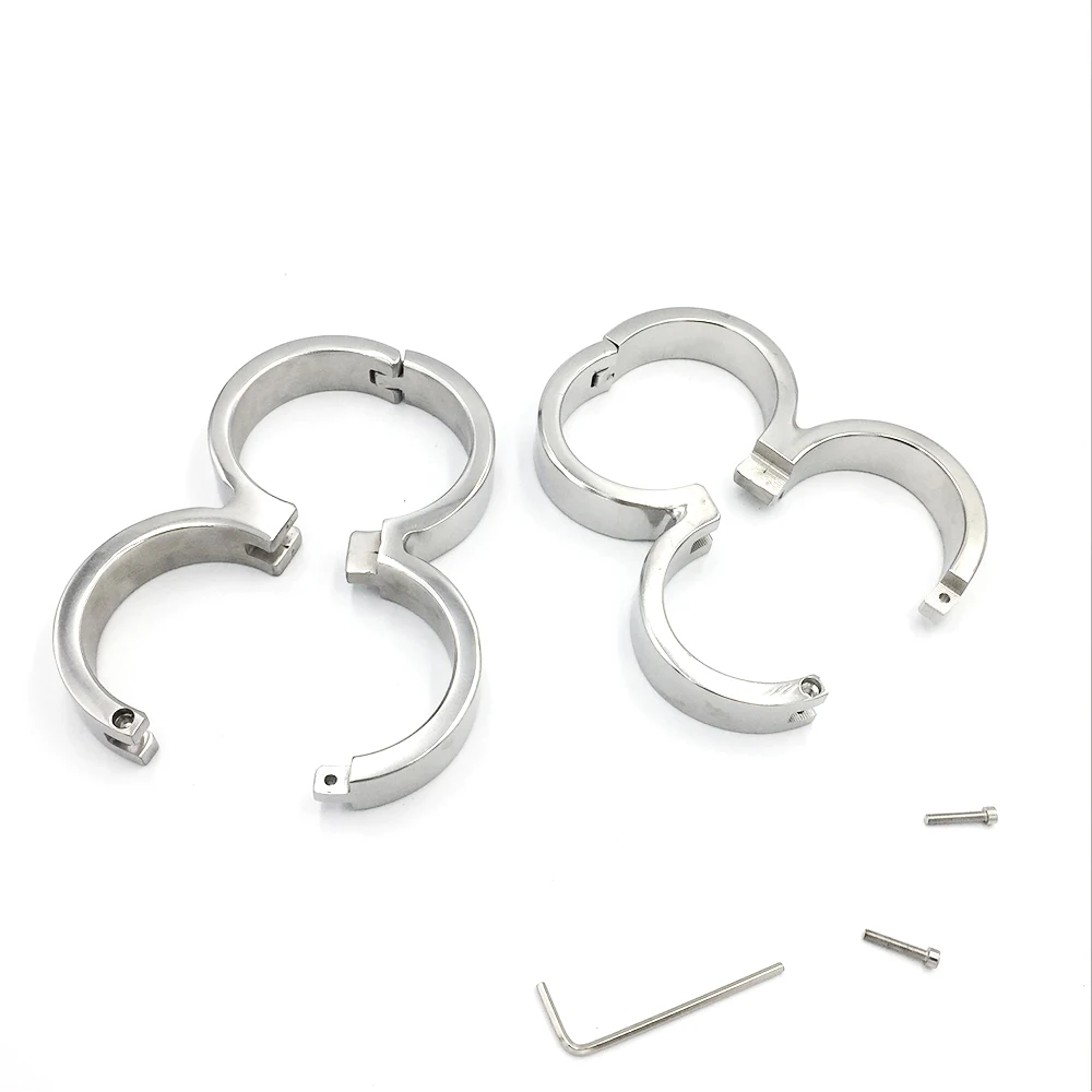 Latest Male Female Stainless Steel 8 Form Fixed Oval Shaped Wrist Restraint Handcuffs Manacle Adult BDSM Bondage Sex Toy 28