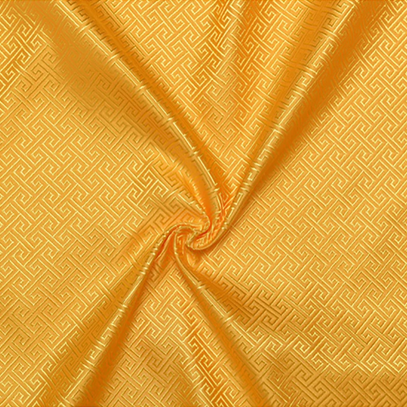 new arrival brocade yellow colour The Great Wall grid fabric for patchwork felt tissue telas children cloth cos play 100x75cm